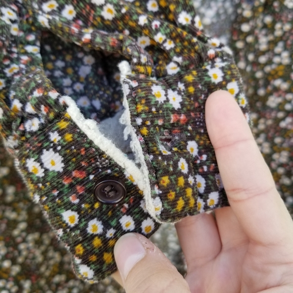 Grove long sleeve button up floral velvet cord M - Picture 5 of 12